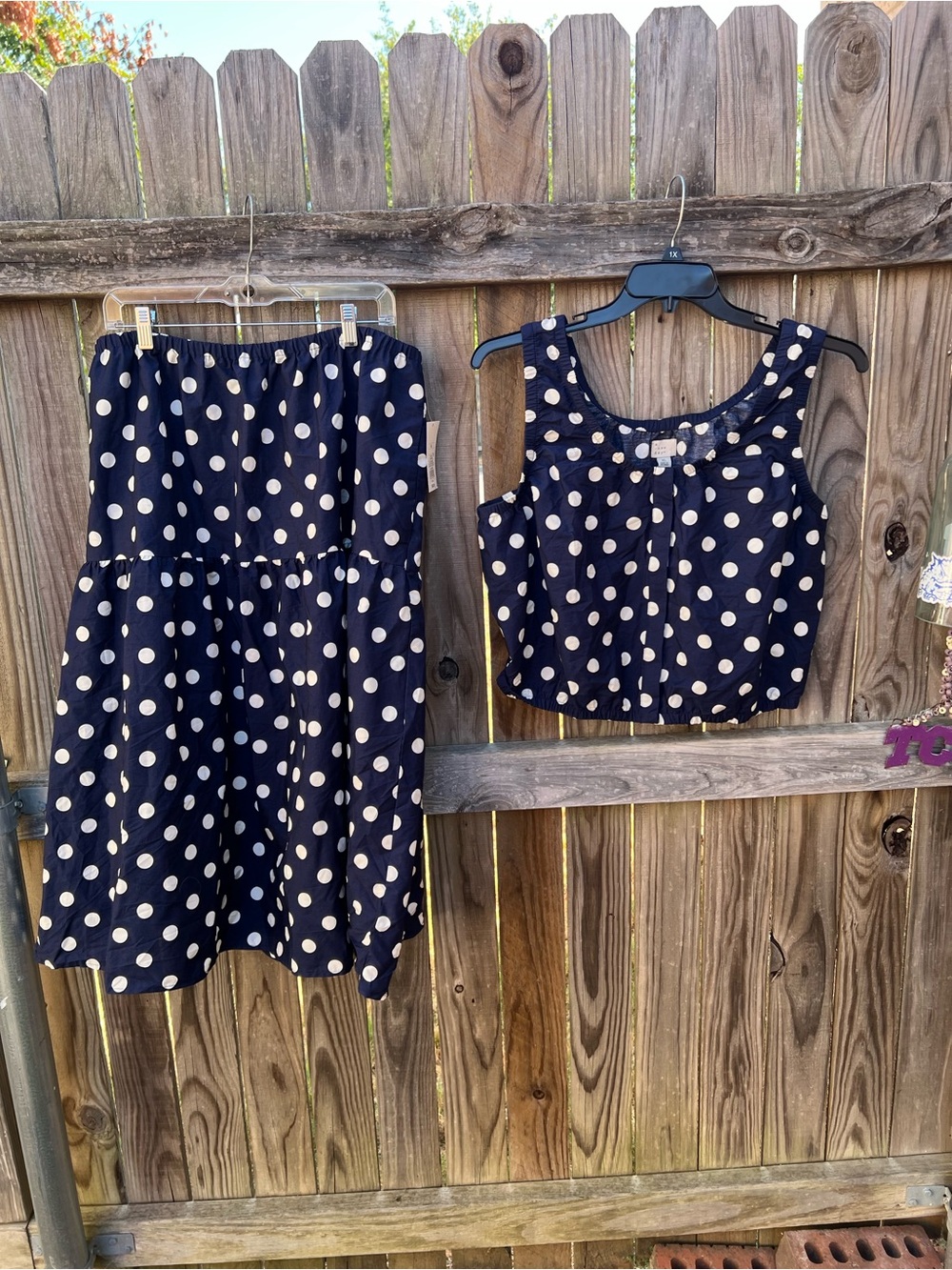 👗A New Day navy polka dot sleeveless top and skirt set - Picture 2 of 10